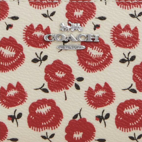 🌸❤️ Coach Snap Wallet With Floral Print Silver/Chalk/Black Multi - Picture 4 of 7